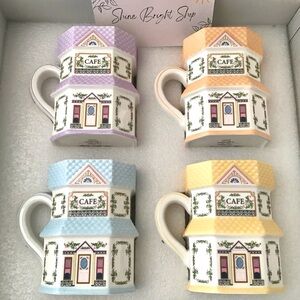 Lenox Spice Village Set of 4 Mugs New In Box Porcelain Cafe Houses